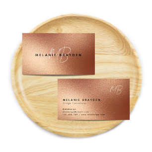 Rose Faux Gold Foil Minimalist Two Monogram Business Card