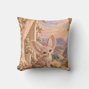 Rose Fennec Fox Desert Sunset Blossom Terrace Cushion