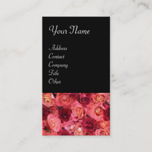 ROSE FIELD ,bright vibrant  red  pink black Business Card