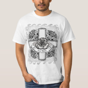 Rose Filigree Christian Cross t-shirt