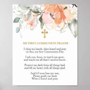 Rose First Holy Communion Prayer Poster