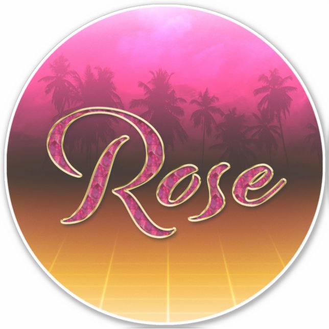 Rose First Name Golden pink Sticker (Front)