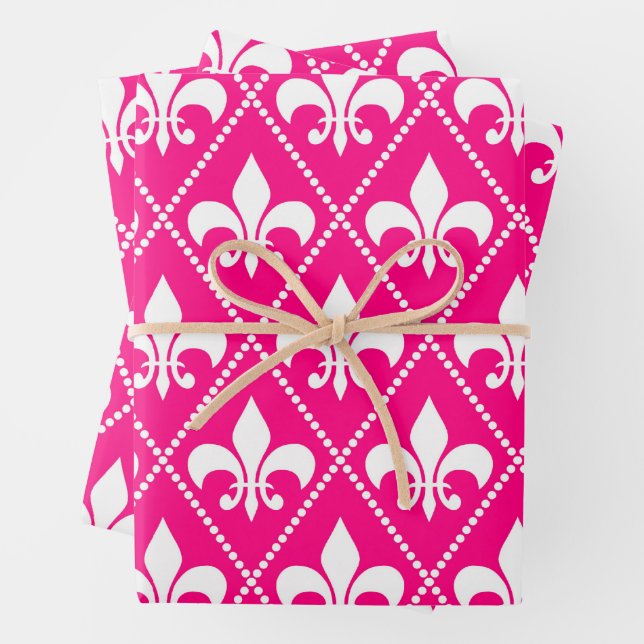 Rose Fleur de Lis Wrapping Paper Sheet (In situ)