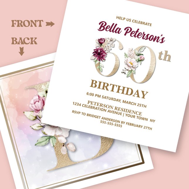 Rose Floral B 60th Birthday Party Invitation (Creator Uploaded)