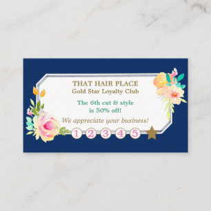 Rose Floral Border Hair Style Salon Loyalty Card