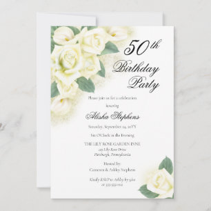 Rose Floral Bouquet 50th Birthday Party Invitation