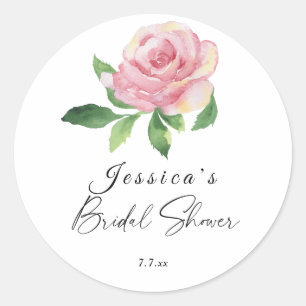 Rose Floral Bridal Shower Classic Round Sticker