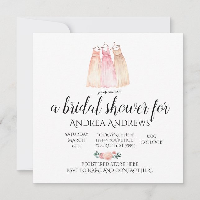 Rose Floral Bridal Shower Invitation (Front)