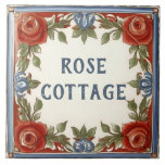Rose Floral Custom House Name Plate Sign Plaque Ceramic Tile<br><div class="desc">"custom house name plate",  "personalised house name plaque",  "personal customised text sign",  "rose flower casa ceramic tile",  "romantic floral roses flowers",  "vintage green red blue art",  "traditional summer bloom nature",  "last family name surname",  "antique cottage home signage",  "decorative rustic country villa"</div>