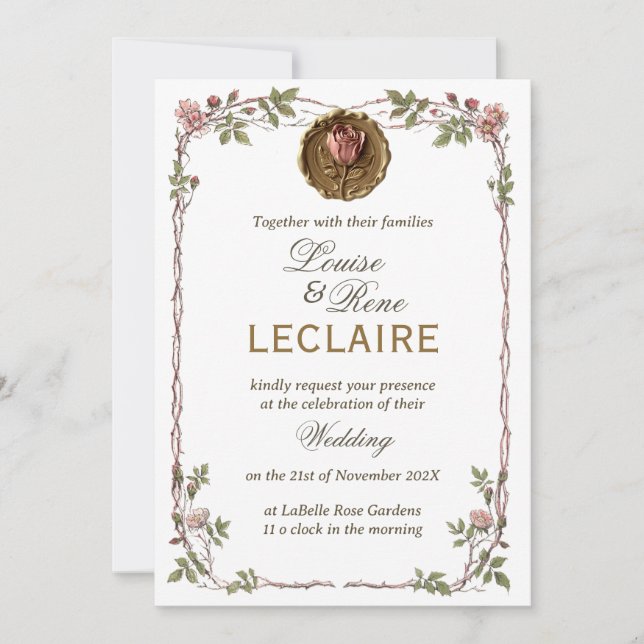 Rose Floral Elegant Wedding Save the Date Seal Invitation (Front)