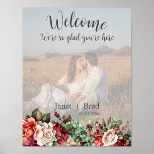 Rose Floral Eucalyptus Wedding Welcome Photo Poster