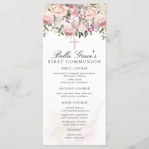 Rose Floral First Communion Menu