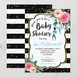 Rose Floral Flowers Baby Shower Invitation Boy