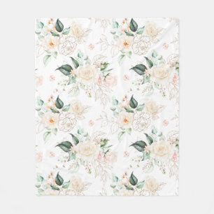 Rose Floral Garden Pattern Fleece Blanket