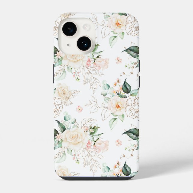 Rose Floral Garden Pattern iPhone Case (Back)