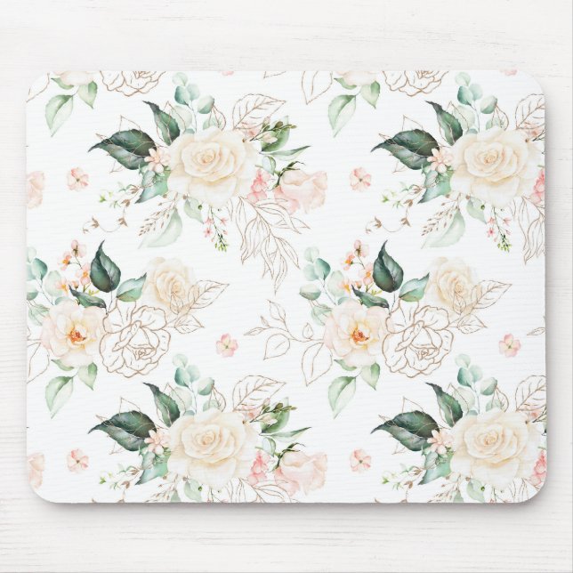 Rose Floral Garden Pattern Mouse Pad (Front)
