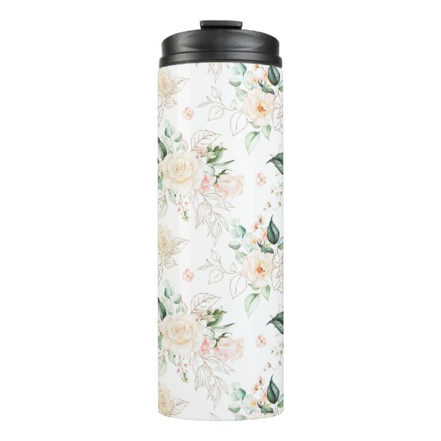 Rose Floral Garden Pattern Thermal Tumbler (Front)