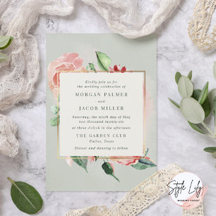 Rose Floral Garden Wedding Invitation