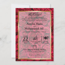 Rose Floral Gold Frame Islamic Muslim Wedding
