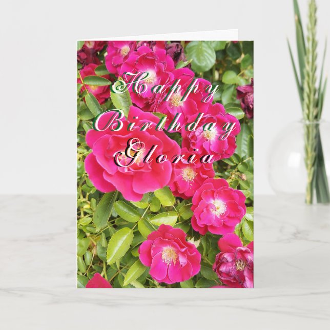  Rose Floral  "Happy Birthday" Customisable Card (Front)