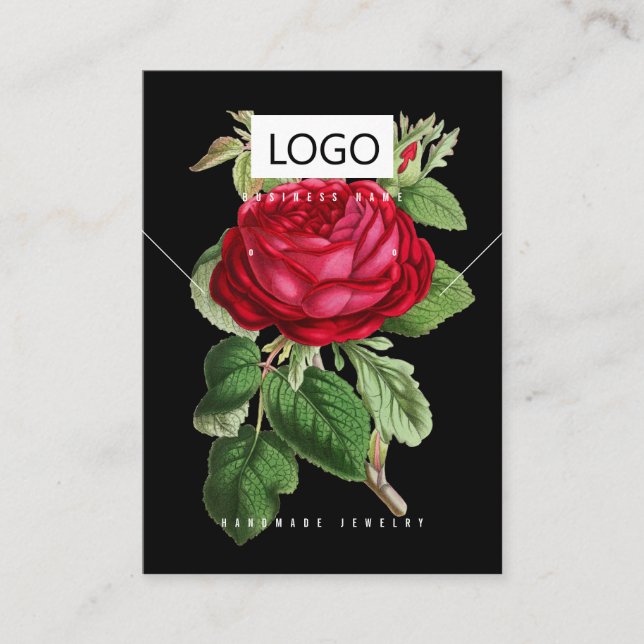Rose Floral Jewellery Earrings Necklace Display Ca Business Card (Front)
