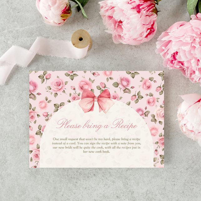 Rose Floral Love Shack Fiance Bridal Shower Recipe Enclosure Card (Creator Uploaded)