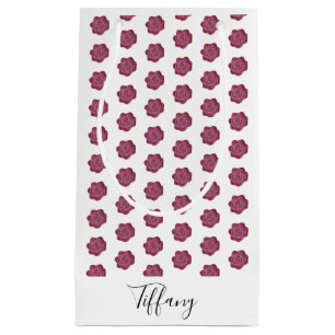 Rose Floral Pattern Personalised Small Gift Bag