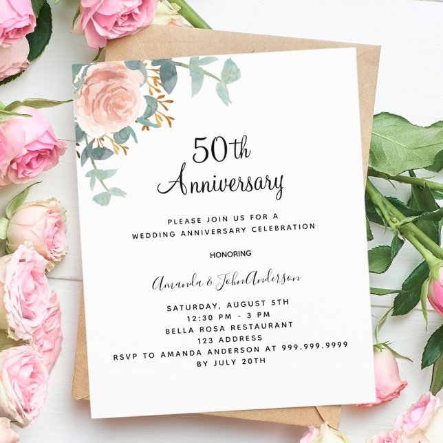 Rose floral pink budget 50th wedding anniversary (Creator Uploaded)