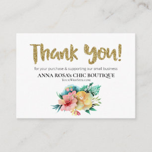 *~* ROSE FLORAL QR Logo THANK YOU Review AP8 Enclosure Card