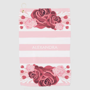 Rose Floral Stripes Golf Towel