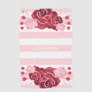 Rose Floral Stripes Golf Towel