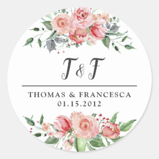 Rose Floral Watercolor Wedding Stickers
