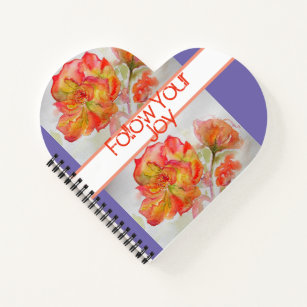 Rose Floral Watercolour Orange Follow Your Joy Notebook