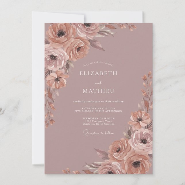 Rose Floral Whimsy Wedding Invitation (Front)