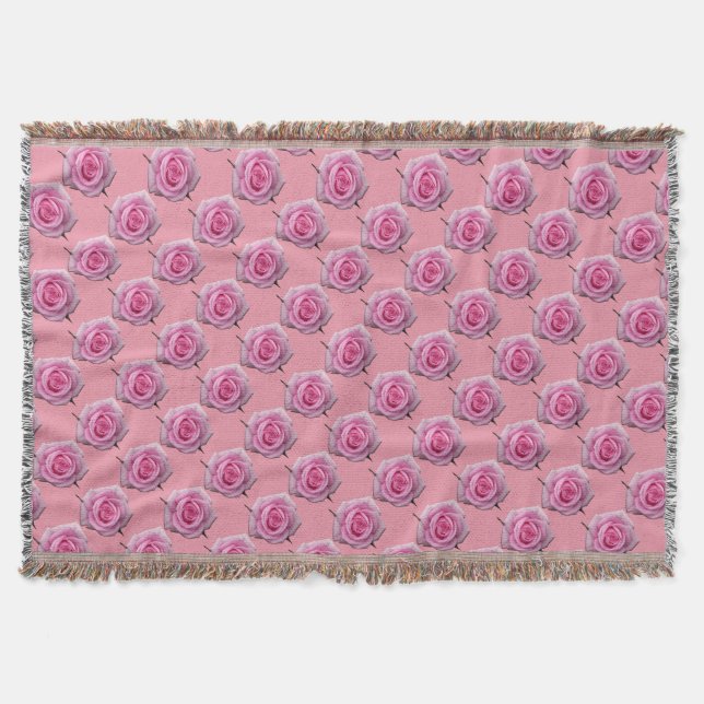 Rose Flower Blanket Pink Roses Throw Blankets Gift (Front)