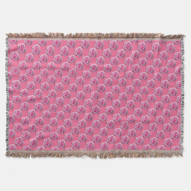 Rose Flower Blanket Pink Roses Throw Blankets Gift (Front)