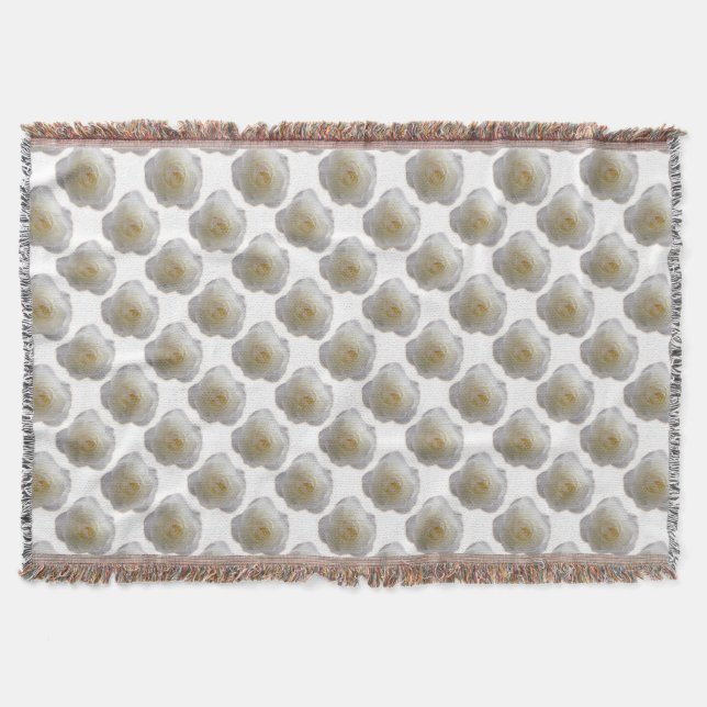 Rose Flower Blanket White Rose Throw Blankets Gift (Front)