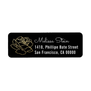 rose flower blk return address label with name