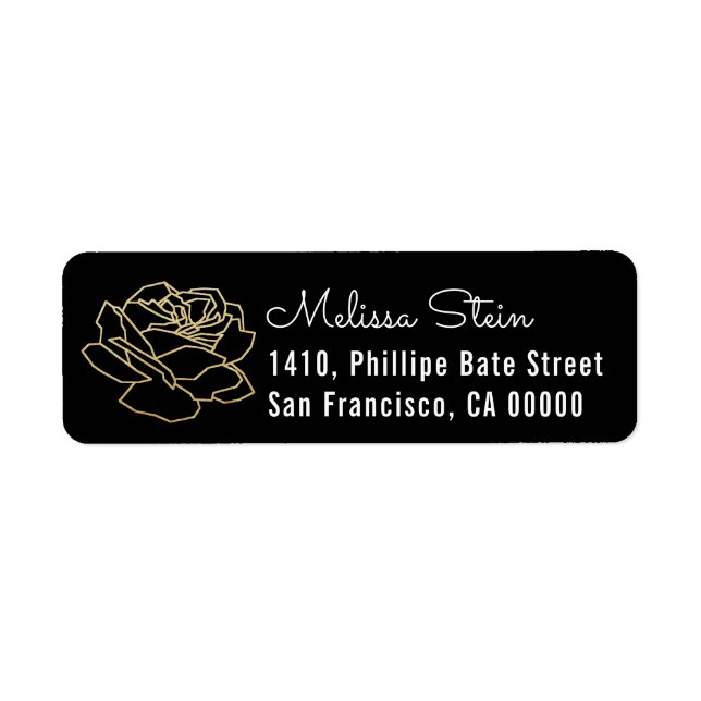 rose flower blk return address label with name (Front)