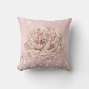 Rose Flower Blush Skinny Glitter Skinny Spark Pink Cushion