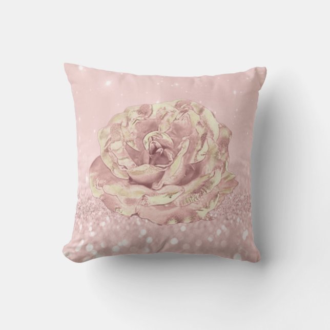 Rose Flower Blush Skinny Glitter Skinny Spark Pink Cushion (Front)