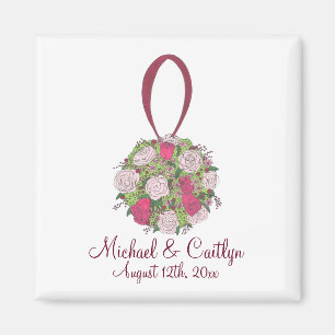 Rose Flower Bouquet Personalised Wedding Magnets