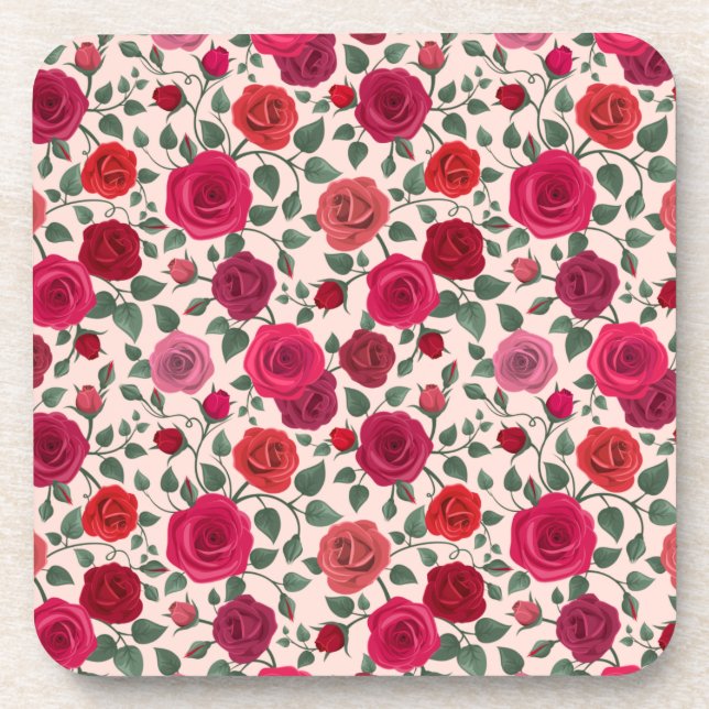 Rose Flower Coaster – Elegant Floral Drink Coaster (Front)