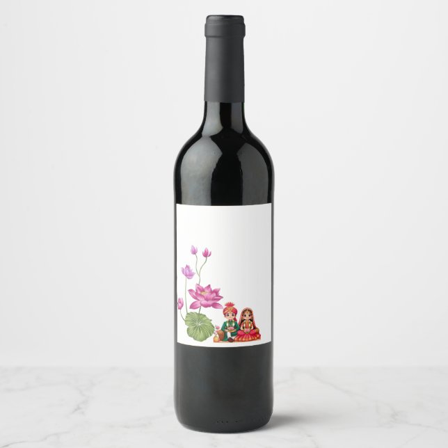 Rose flower design wine label (Front)