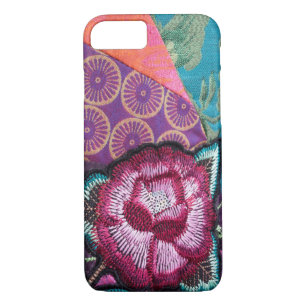 Rose flower embroidered look colourful boho iPhone 8/7 case