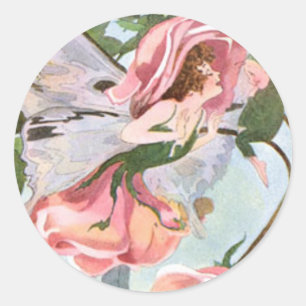 Rose Flower Fairy Classic Round Sticker