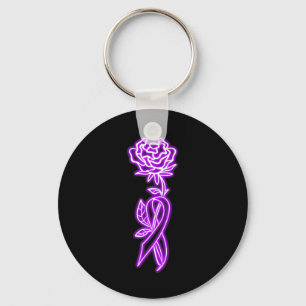 Rose Flower Fibromyalgia Awareness  Key Ring