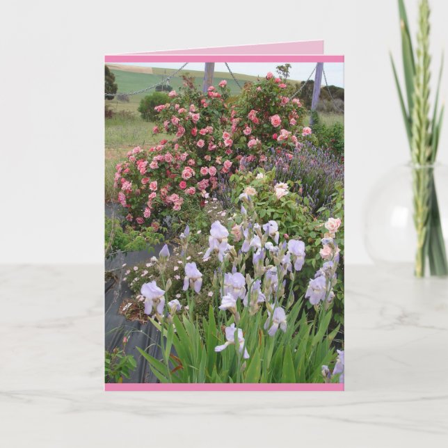 Rose Flower Garden floral flowers Irises Card (Front)
