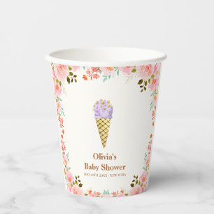 Rose Flower Garden Scoop Ice Cream Baby Shower  Paper Cups