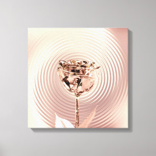 Rose Flower Gold Blush Copper Metallic Silk Luxury Canvas Print
